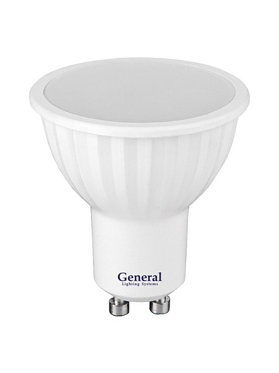 Лампа светодиодная GU10, 15 Вт, 230 В, 6500 К, холодный белый свет, General Lighting Systems, GLDEN-MR16-15-230-GU10-6500, 661586
