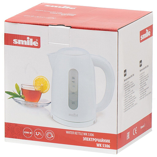 Чайник электрический пластиковый Smile WK 5306, 1.7 л, 2.2 кВт