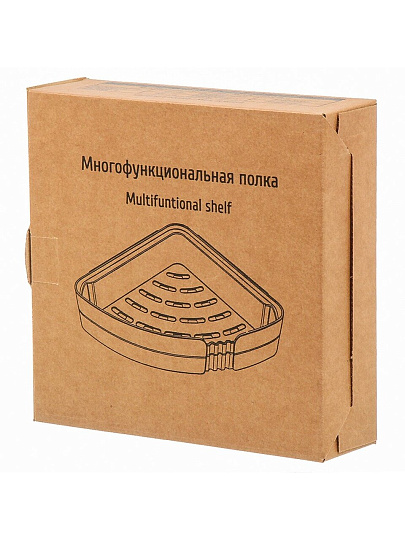 Полка для ванной пластик, настенная, угловая, 22х22х6 см, черный, белый, ЕК-518-04