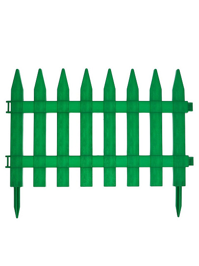 Забор декоративный пластмасса, Palisad, Частокол №1, 28х300 см, зеленый, ЗД01