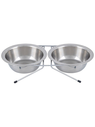 Миска для животных Рыжий кот, нержавеющая сталь, 0.3 л, двойная на подставке