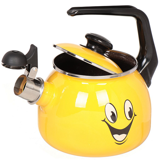 Чайник сталь, эмалированное покрытие, 2.5 л, со свистком, ручка консольная, Эстет, Улыбка, индукция, ЭТ-72924