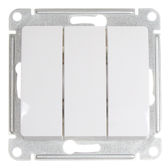 Механизм выключателя скрытой установки, трехклавишный, 10 А, 220 В, IP20, белый, 3СП, Schneider Electric, Glossa, GSL000131