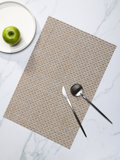 Набор салфеток полимер, 45х30 см, прямоуг, 4 шт, беж, Плетенка, МП, Y4-3315