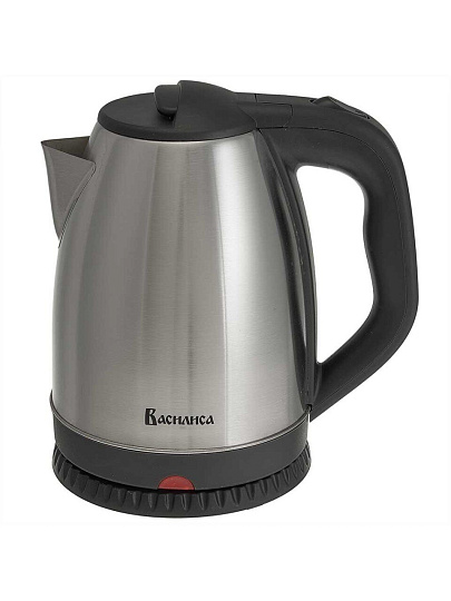 Чайник электрический Василиса, ВА-1038, серый, 1.8 л, 1500 Вт, скрытый нагревательный элемент, нержавеющая сталь