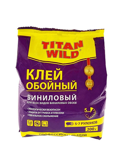 Клей для виниловых обоев, Titan Wild, 200 г, пакет, TWV200-SP
