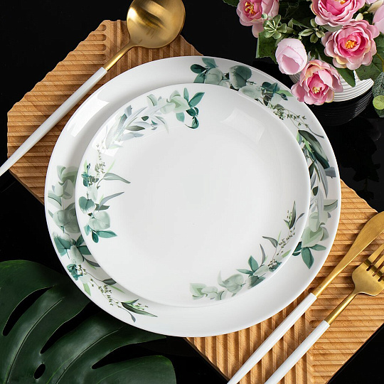 Тарелка десертная, стеклокерамика, 19 см, круглая, Эвкалипт, Daniks, LQP75/K2301