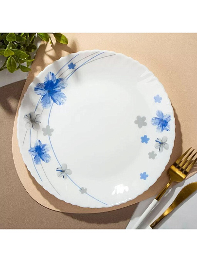 Тарелка обеденная, стеклокерамика, 24 см, круглая, Вуаль, LHP95