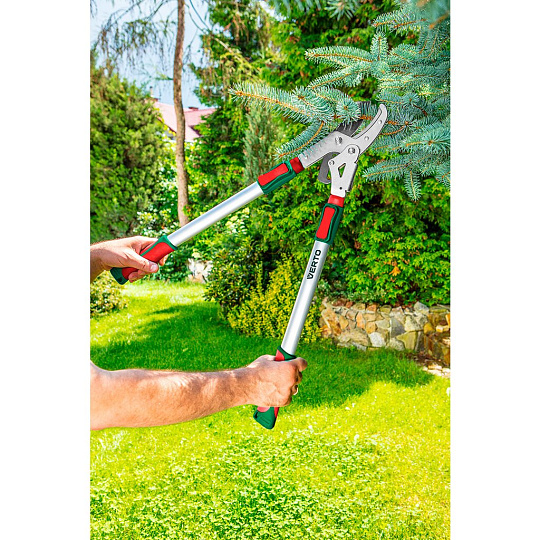 Сучкорез контактный 670 мм, максимальный диаметр резки 45 мм, телескопические рукоятки, VERTO, 15G25