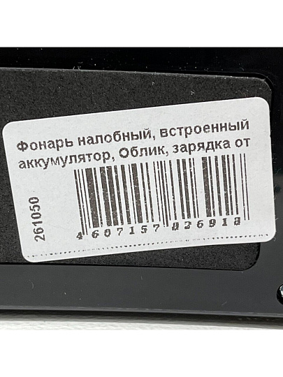 Фонарь налобный, встроенный аккумулятор, Облик, зарядка от сети 220 В, пластик, 2078