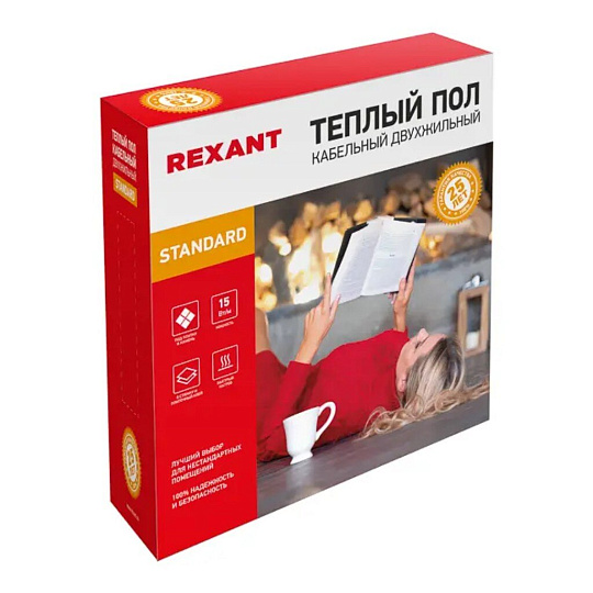 Теплый пол 7.5-10.0 м2, 1200 Вт, двухжильный, 80 м, Standard RND-80-1200, Rexant