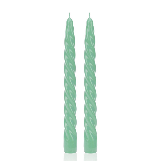 Свеча декоративная, 22х2.1 см, стержень, винтовая, 2 шт, мятная, Bartek Candles, Barok