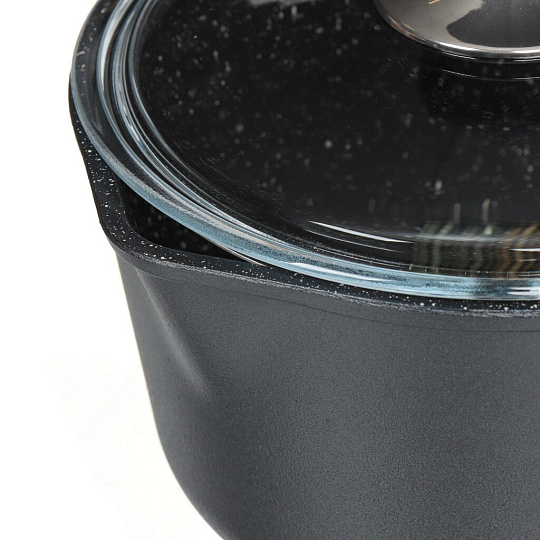 Ковш алюминий, антипригарное покрытие, 2 л, крышка стекло, индукция, Victoria, Diamond, D09 2,0G