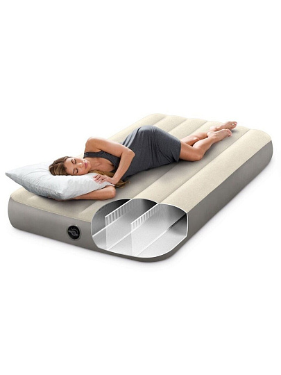 Матрас надувной Intex, 191х99х25 см, 64101, без насоса, флокированный, особопрочный, 136 кг