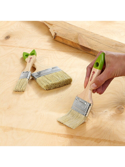 Набор кистей Bartex, Стандарт, 3 шт, 25, 50, 75 мм, натуральная щетина, рукоятка дерево