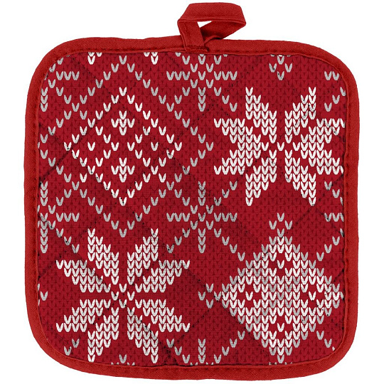 Прихватка 18х18 см, 100% хлопок, красная, Winterland, Снежный калейдоскоп, 670937