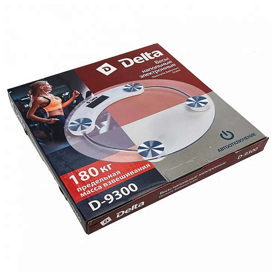 Весы напольные электронные, Delta, D-9300 Прозрачные, стекло, до 180 кг, 33 см, LCD-дисплей, прозрачные