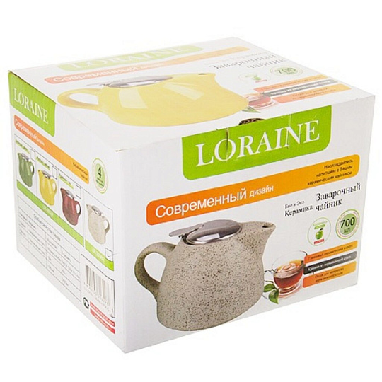 Чайник заварочный керамика, 0.7 л, с ситечком, Loraine, Бежевый, 29362