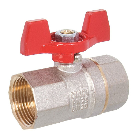 Кран для воды, 3/4", г-г, ручка-бабочка, PN25, РосТурПласт