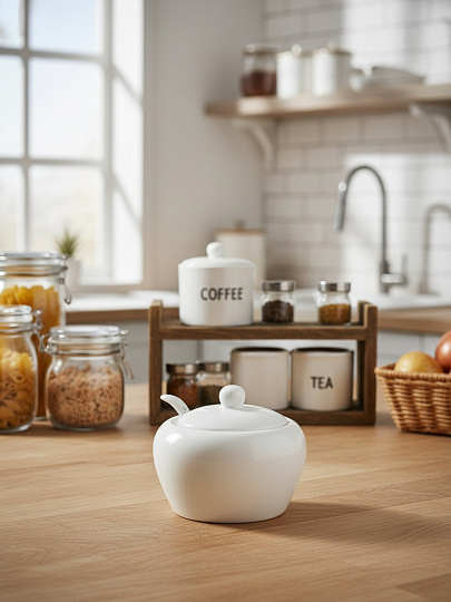 Сахарница 420 мл, керамика, с ложкой, Daniks, Классика, Y4-2750