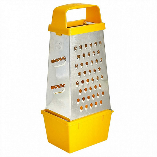 Терка 4 грани, 11х8.5х22 см, рукоятка пластик, с контейнером, Кварц, К01.002.04, в ассортименте