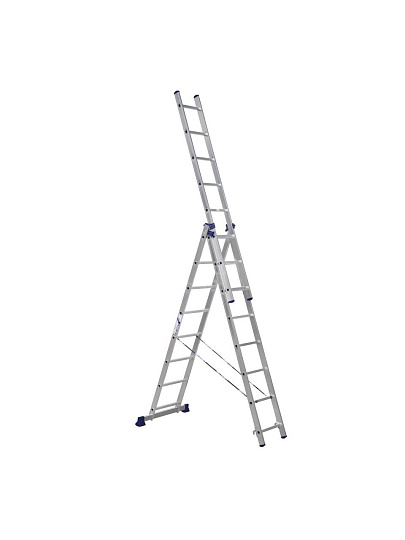 Лестница 3 секции, 8 ступеней, алюминий, 5.06 м, 150 кг, Alumet, 5308