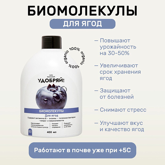 Удобрение Биомолекулы, для ягод, 400 мл, Удобряй!