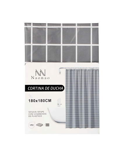 Штора для ванн 180х180 см, Peva, Naonao, клетка, A310139