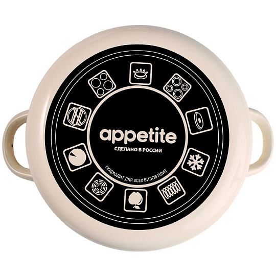 Кастрюля эмалированная сталь, 3 л, крышка сталь, Appetite, Vostok, 1RD181М, индукция