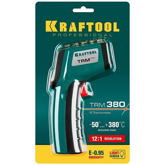 Пирометр инфракрасный от –50°С до 380°С, Kraftool, TRM-380, 45707-380