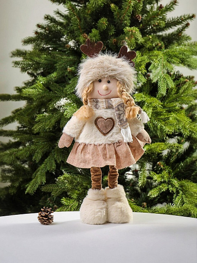 Фигурка декоративная текстиль, Девочка, 46 см, коричневая, Y4-9440