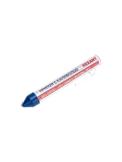 Припой с канифолью Sn60% Pb40%, Rexant, 20 г, диаметр 1 мм, колба