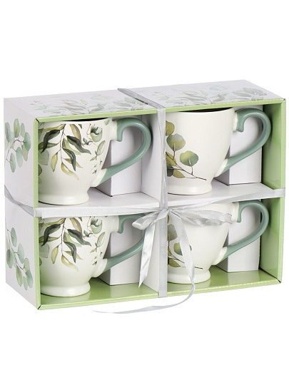Кружка керамика, 4 шт, 450 мл, Эвкалипт, Daniks, 225792-ZPX300