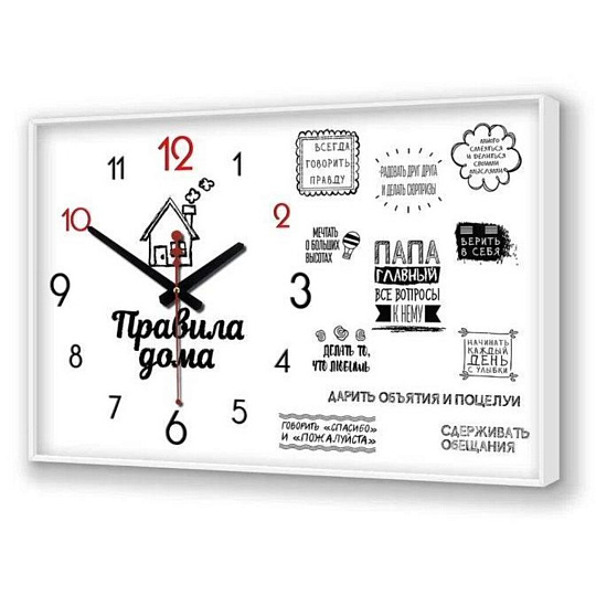 Часы настенные, кварцевые, 35x57 см, прямоугольные, МДФ, белые, TopPosters, BL-2593