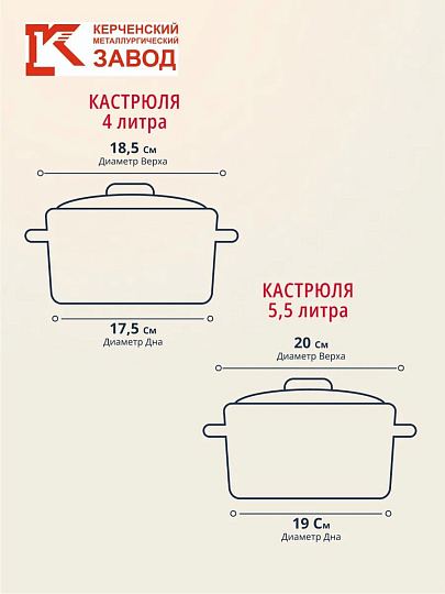 Набор посуды эмалированная сталь, 4 предмета, кастрюли 4,5.5 л, Сибирские товары, Фиалка 10, N10B24