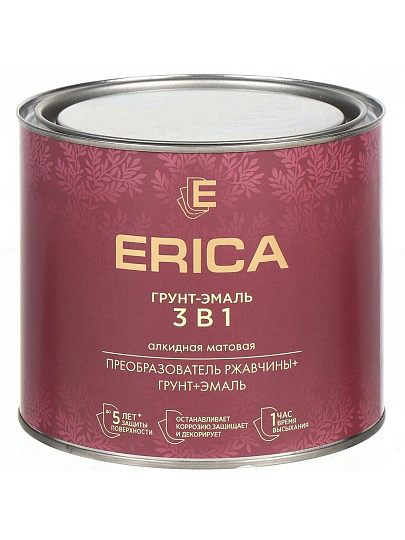 Грунт-эмаль Erica, по ржавчине, алкидная, зеленая, 1.8 кг