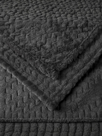 Плед евро, 200х220 см, велсофт жаккард, 100% полиэстер, Silvano, ZigZag, темно-серый, 200/008-ZZG/CL