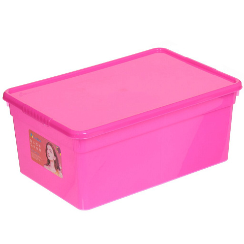 Ящик хозяйственный 10 л, 36.9х24.7х15.4 см, с крышкой, цветной, FunBox, Funcolor, FB4050