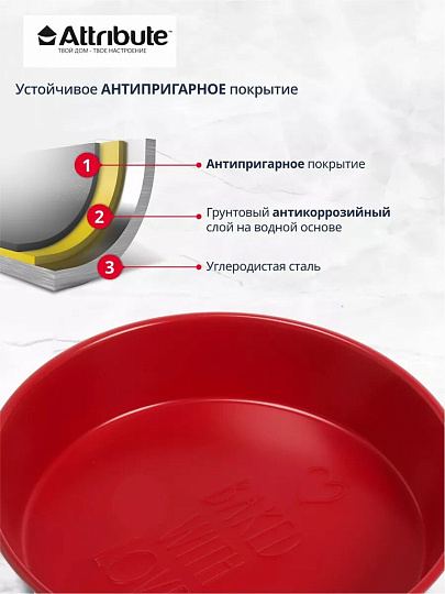 Форма для запекания углеродистая сталь, 25х4.5 см, антипригарное покрытие, круглая, Attribute, Amore, ABA106