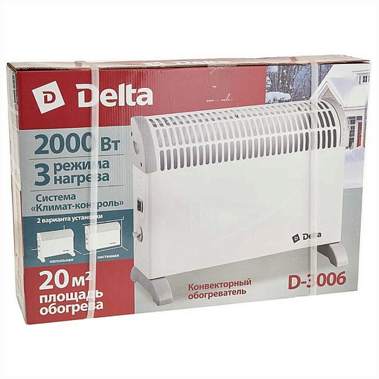 Конвектор Delta, напольный, 2 кВт, 18 м2, белый, D-3006
