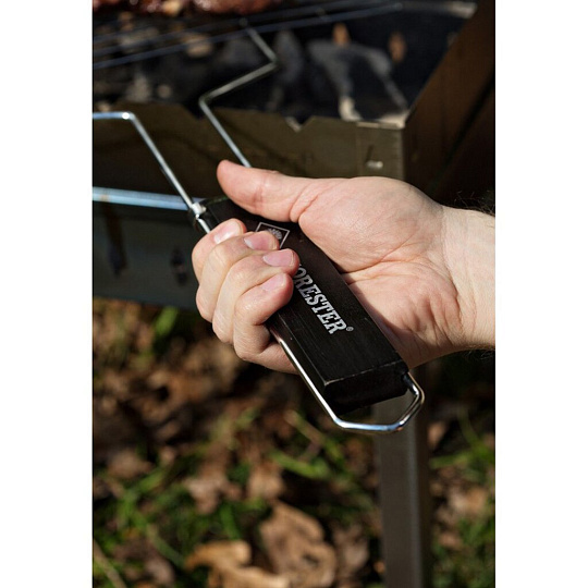 Решетка барбекю 220х440 мм, Forester, нержавеющая сталь, рукоятка дерево, BQ-S02