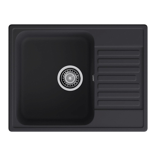 Мойка кухонная врезная, GranFest, Quarz, кварцевый песок, 618х477 мм, без сифона, черная, GF-Z13
