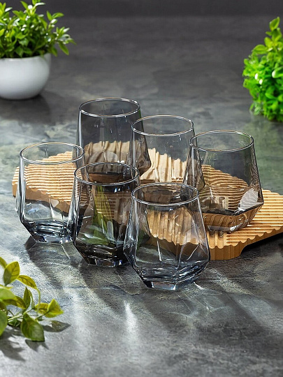 Стакан 300 мл, стекло, 6 шт, Daniks, Алмаз, SW02-6
