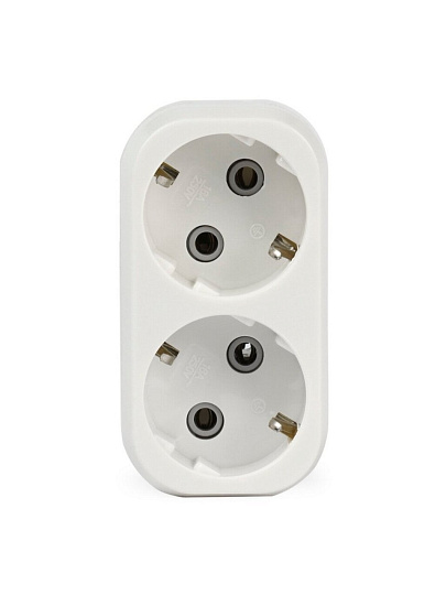 Двойник 2 гнезда, с заземлением, плоский, 16 А, Smartbuy, SBE-16-A02-2z
