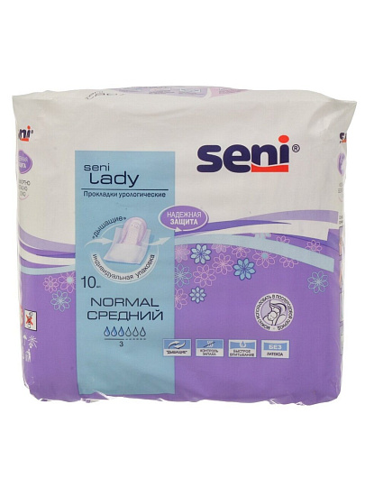 Прокладки женские Bella, Seni Lady Normal, дневные, 10 шт, урологические, SE-095-NO10-RJ1
