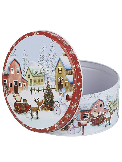 Коробка подарочная жесть, 17х8 см, круглая, Зимние радости, Y4-8569