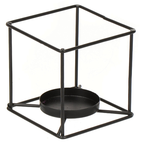 Подсвечник декоративный 1 свеча, 8х8 см, черный, Геометрия, Y4-3182