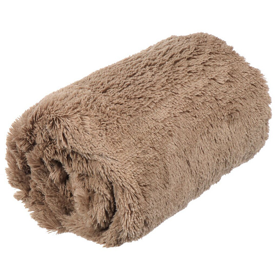 Плед евро, 220х240 см, искусственный мех, 100% полиэстер, Buenas Noches, Длинный ворс, бежевый, 94382