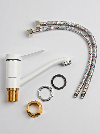 Смеситель для раковины, Aqwin, корот изл, с картриджем, бел, A45292W