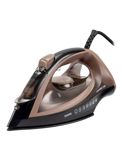 Утюг Polaris, PIR 2605AK, 2600 Вт, керамика, вертикальное отпаривание, 3 м, черный/мокко